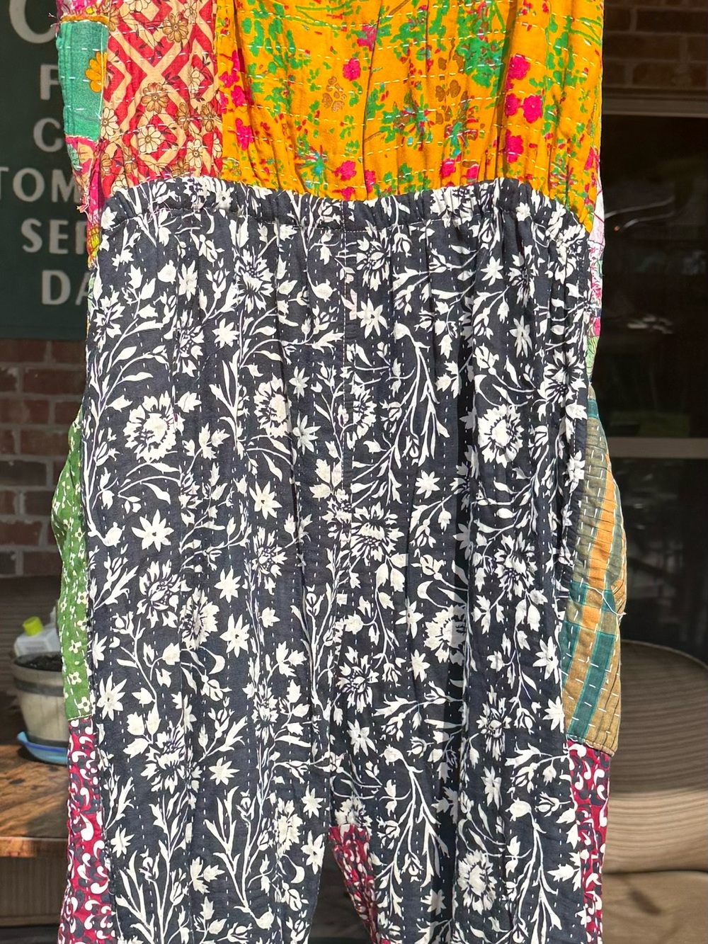 Kantha Patchwork Boho Jumpsuit with Button Front - Picture 12 of 12
